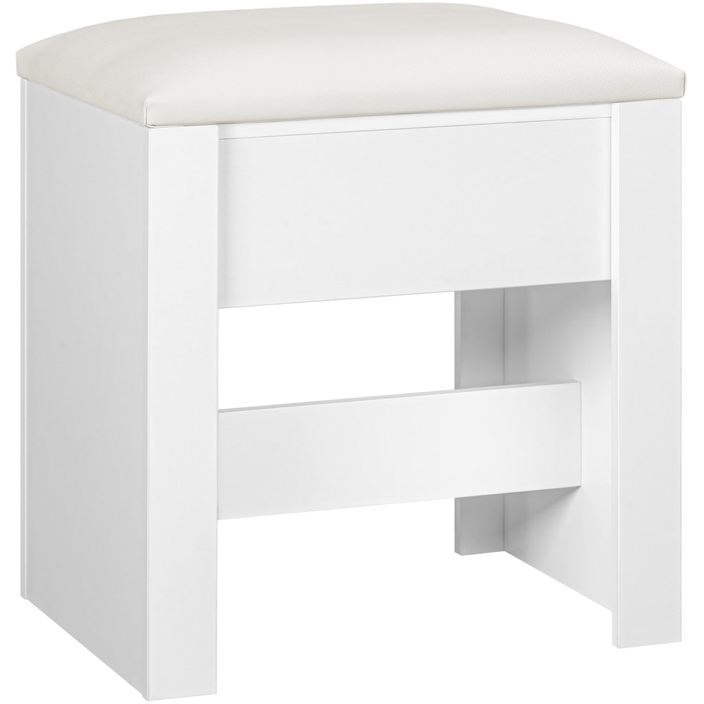 HEXCELEN Vanity Stool, Padded Seating Stool, Makeup Stool with Non-Slip Foot Pads, Suitable for Dressing Room, Bedroom, Entrance Area, 30 x 40 x 44 cm, White，004103X