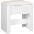 HEXCELEN Vanity Stool, Padded Seating Stool, Makeup Stool with Non-Slip Foot Pads, Suitable for Dressing Room, Bedroom, Entrance Area, 30 x 40 x 44 cm, White，004103X