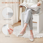 HEXCELEN Vanity Stool, Padded Seating Stool, Makeup Stool with Non-Slip Foot Pads, Suitable for Dressing Room, Bedroom, Entrance Area, 30 x 40 x 44 cm, White，004103X