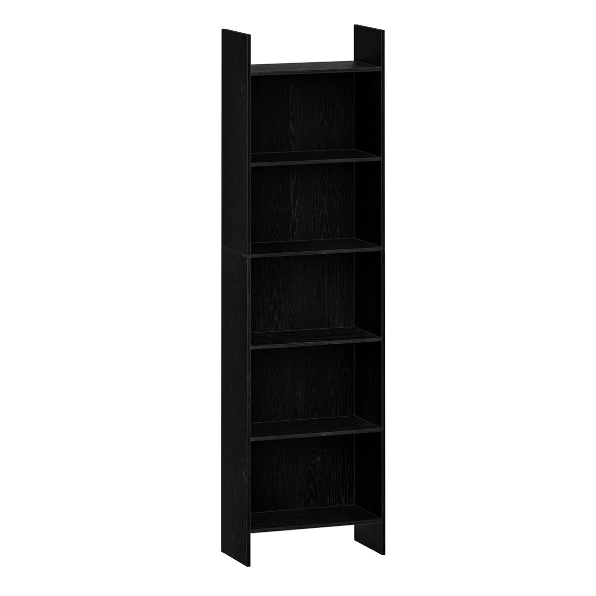 Hzuaneri Bookcase, 6 tier Bookshelf, White Bookcases Free Standing with Shelf Unit, Home Decor Furniture for Living Room, Home Office, Bedroom, Study, 24 x 48 x 170 cm, Black 01104XBC