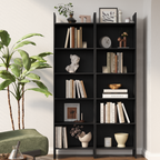 Hzuaneri Bookcase, 6 tier Bookshelf, White Bookcases Free Standing with Shelf Unit, Home Decor Furniture for Living Room, Home Office, Bedroom, Study, 24 x 48 x 170 cm, Black 01104XBC