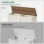 Hzuaneri 59" Storage Chest, Storage Bench Trunk with 2 Hinges, Wooden Box, Lift-Top Chest Organizer, Shoe Bench for Entryway, Bedroom, Living Room, Rustic White SB01514X
