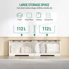 Hzuaneri 59" Storage Chest, Storage Bench Trunk with 2 Hinges, Wooden Box, Lift-Top Chest Organizer, Shoe Bench for Entryway, Bedroom, Living Room, Rustic White SB01514X