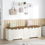 Hzuaneri 59" Storage Chest, Storage Bench Trunk with 2 Hinges, Wooden Box, Lift-Top Chest Organizer, Shoe Bench for Entryway, Bedroom, Living Room, Rustic White SB01514X