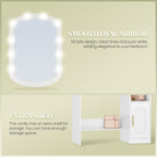 HEXCELEN dressing table with oval mirror, vanity table, dressing table with drawers, storage cabinet and open compartments, white，090203X