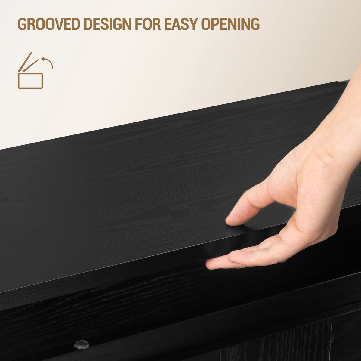 59"wooden storage bench with,multi-use for entryway,bedroom,Black
