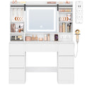 HEXCELEN Dressing Table with Removable Mirror, Vanity Table, 7 Drawers, Open Shelves, for Bedroom 40 × 108 × 148.6 cm, White,108603X