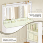 HEXCELEN 108 cm dressing table with large mirror, vanity table with 6 drawers and open side storage compartments, white,108703X