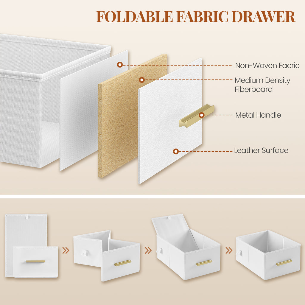 HEXCELEN dressing table, vanity table with large mirror, dressing table with 5 drawers, 5 open compartments, storage space in front of the mirror, white, 40 × 110 × 141 cm,110503W