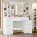 HEXCELEN 120 cm dressing table with mirror, large mirror, vanity table with 8 drawers and 11 open compartments, integrated jewelry tray, 40 × 120 × 141 cm, white,120203X