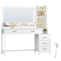 HEXCELEN dressing table, vanity table with large mirror, dressing table with 5 drawers, 5 open compartments, storage space in front of the mirror, white, 40 × 130 × 141 cm,130003W