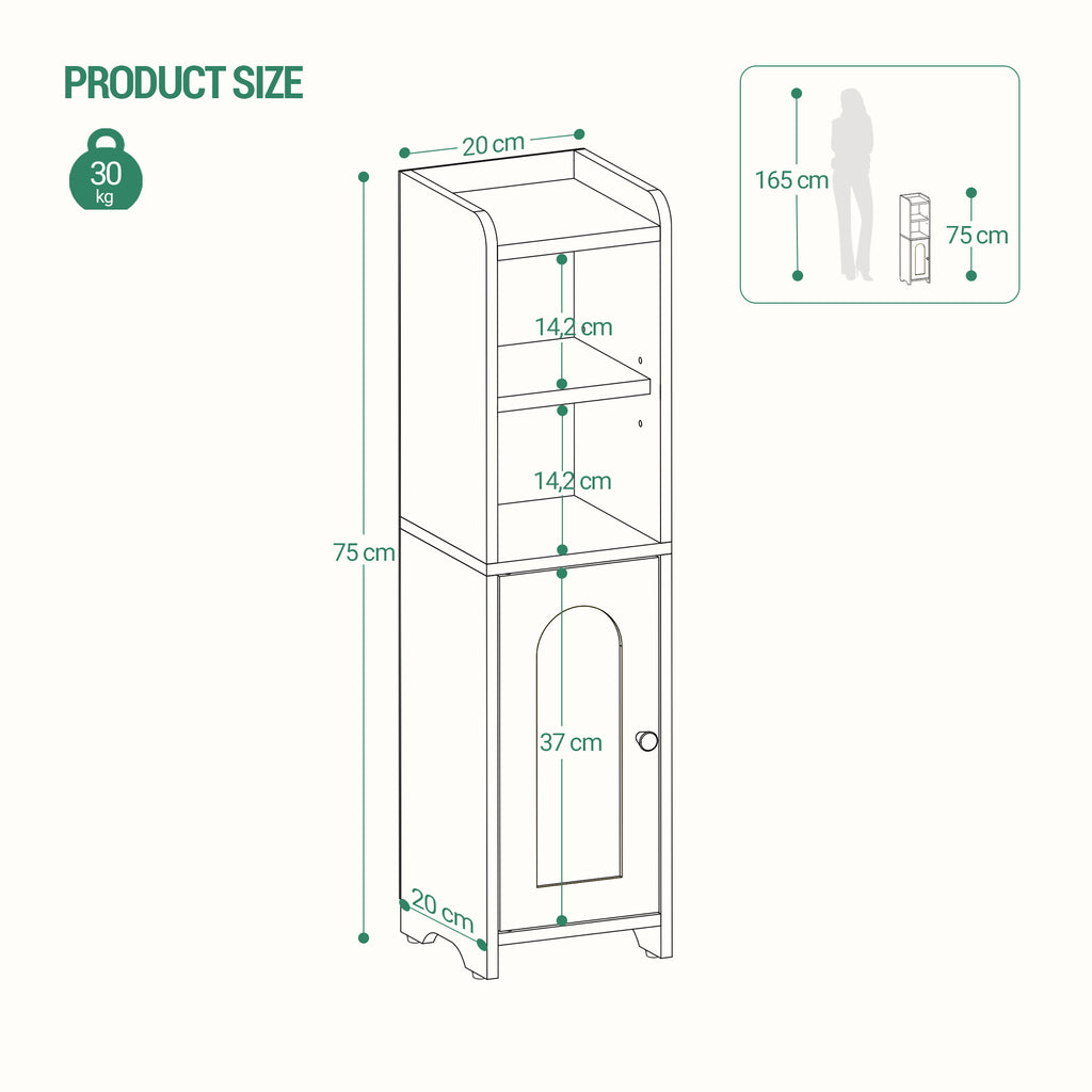 Hzuaneri Narrow Toilet Cabinet with Door, Adjustable Shelves for Bathroom