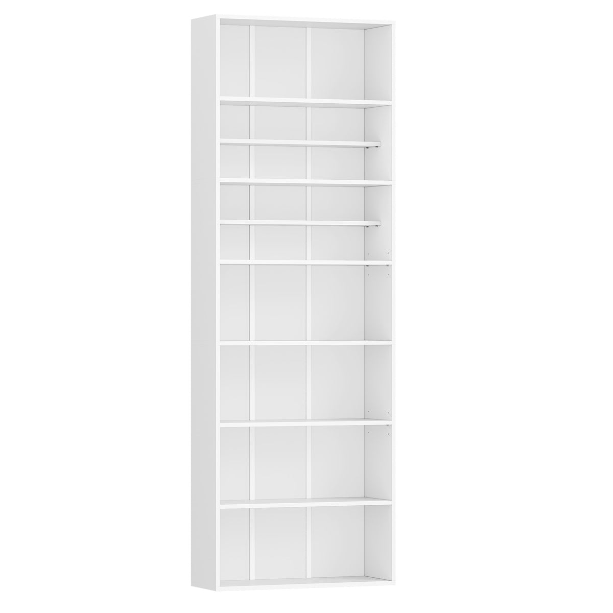 HEXCELEN Bookcase, 7-Tier Bookcase, Standing Shelf, Storage Shelf, Adjustable Panels, for Study, Bedroom, Living Room, White, 24 x 60 x 205 cm