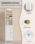Hzuaneri Narrow Toilet Cabinet with Door, Adjustable Shelves for Bathroom