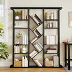Hzuaneri Bookshelf, 3 Columns, 6 Tier Tree-Shaped Bookcase, 17 Open Independent Shelves, for Home Office, Bedroom, Living Room, 24 x 156 x 180 cm, Black BC53204B