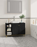 Hzuaneri Vanity Unit, Base Cabinet, Washbasin Cabinet, Bathroom Cabinet with 2 Doors, Adjustable Shelf, Ample Storage Space, Modern Style, 30 x 90 x 63 cm, Black BC09804G