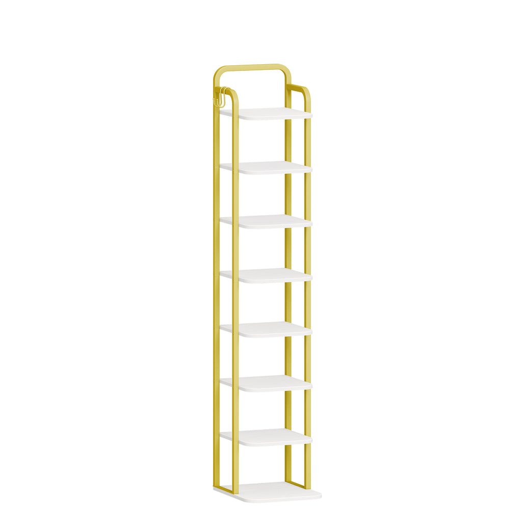HEXCELEN Adjustable 8-Tier Vertical Shoe Rack, Space Saving Shoe Storage Unit