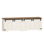 Hzuaneri Shoe Bench, Storage Cabinet, 2 Sturdy Hinges, Barn Style, 40 x 150 x 48.5 cm, Seat Chest for Entryway, Bedroom, White Brown, SB15014X
