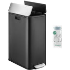 Hzuaneri Kitchen Trash Can, 2 x 28 Liter Narrow Trash Cans, Waste Separation System with Removable Inner Bucket, Includes 15 Special Trash Bags, Black SW22899B