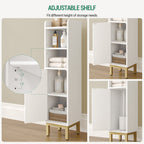 Hzuaneri Bathroom Cabinet, Bathroom Furniture, Narrow Cabinet, Adjustable Shelves, Space Saving, Easy Assembly, 20 x 20 x 83 cm, White-Gold BC08203X