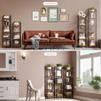 Hzuaneri 5-Tier Bookcase Bookshelf, Narrow Tall Bookcase, Slim Wooden Shelving Unit for Bedroom, Living Room, Home Office, Sturdy, Rustic Brown and Black, BC24501B