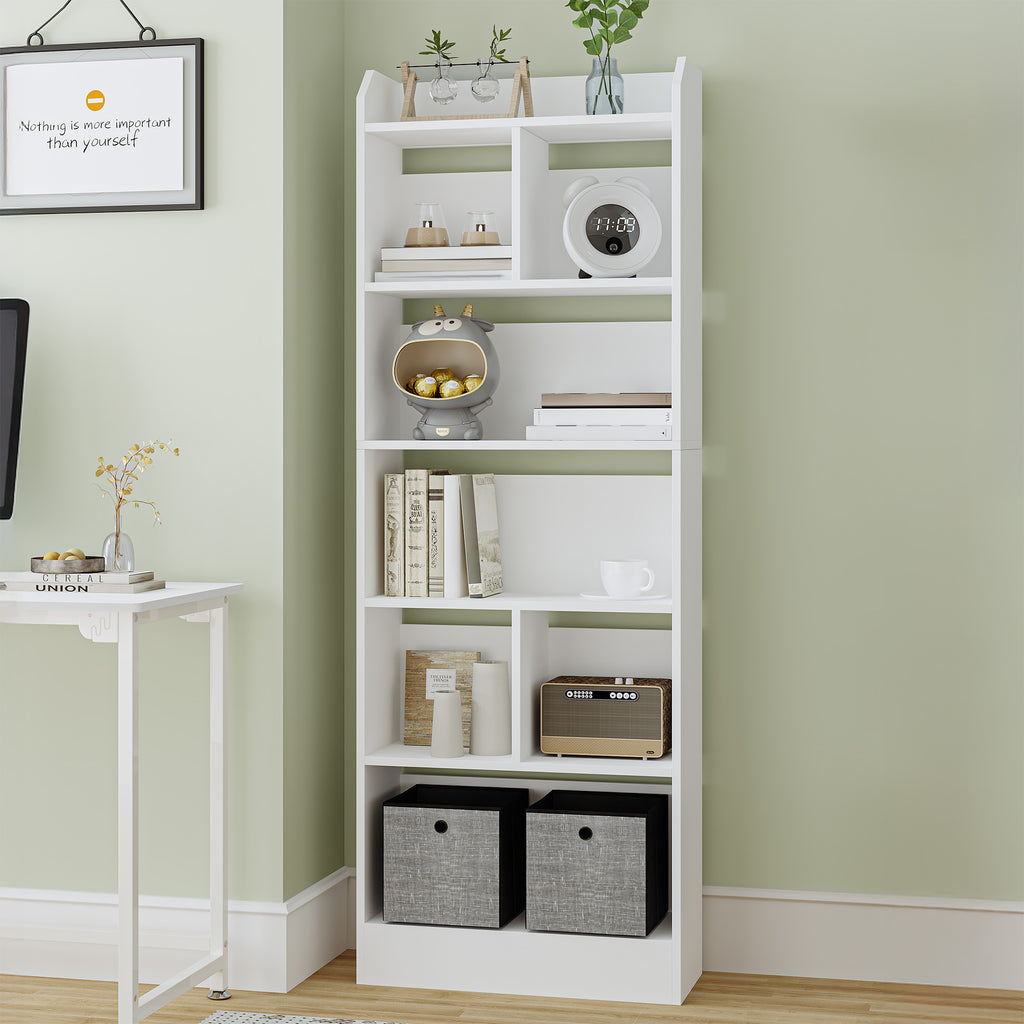 HEXCELEN 6-Cube Bookcase, Freestanding Storage Shelf for Living Room, Office, Bedroom, White