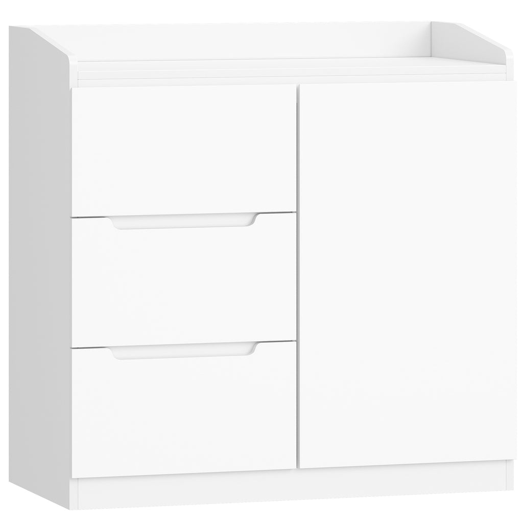 Hzuaneri Chest of Drawers, Chest of Drawers with 3 Drawers and 1 Door, Side Cabinet with Work Surface, Drawer Cabinet, Modern Style, Suitable for Living Room and Bedroom, 40 x 80 x 87 cm, White DC12303X