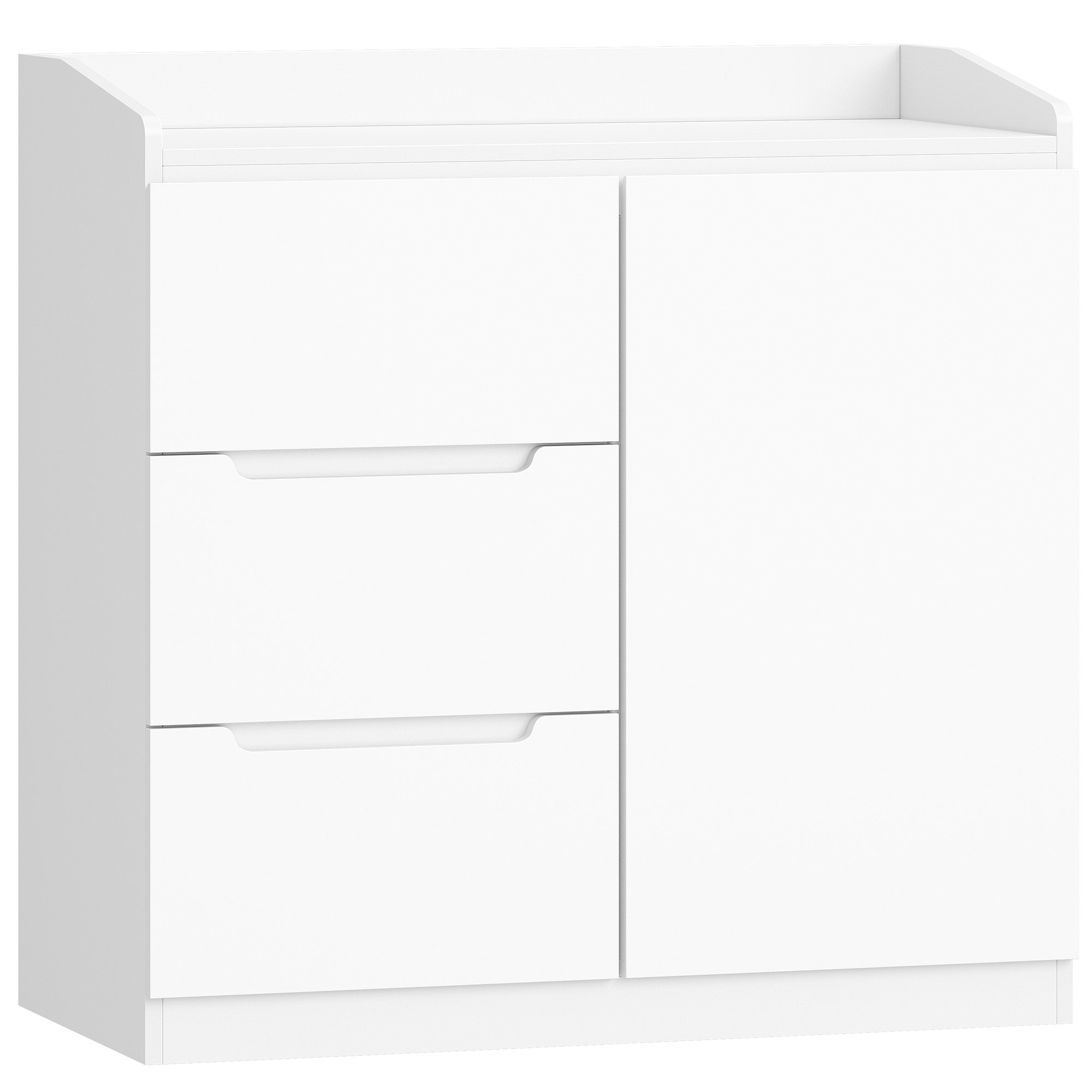 Hzuaneri Chest of Drawers, Chest of Drawers with 3 Drawers and 1 Door, Side Cabinet with Work Surface, Drawer Cabinet, Modern Style, Suitable for Living Room and Bedroom, 40 x 80 x 87 cm, White DC12303X