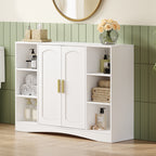 HEXCELEN Bathroom Cabinet, Storage Cabinet with 2 Doors, Side Cabinet, Kitchen Cabinet with Open Compartment, Adjustable Shelf, Bathroom Cabinet, for Bathroom, Living Room, Kitchen, White, 30 × 100 × 75 cm 507103X