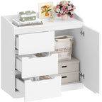 Hzuaneri Chest of Drawers, Chest of Drawers with 3 Drawers and 1 Door, Side Cabinet with Work Surface, Drawer Cabinet, Modern Style, Suitable for Living Room and Bedroom, 40 x 80 x 87 cm, White DC12303X