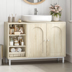 Hzuaneri vanity unit, base cabinet, washbasin cabinet, bathroom cabinet with 2 doors, adjustable shelf, ample storage space, modern style, 30 x 90 x 63 cm, light oak BC09816W