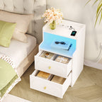 HEXCELEN Nightstand, Side Table with 2 Drawers, Nightstand with Open Compartment, Bedside Table for Bedroom, Wood-Based Nightstand, Sofa Table, for Bedroom Living Room White 421103X