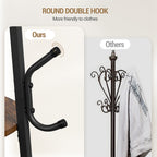 Hzuaneri Coat Rack, Clothes Rack with Large Storage Basket, Wardrobe with 3 Shelves, 16 Hooks, for Entrance Area, Bedroom, 182.5 cm High, Brown and Black CR27301B