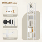Hzuaneri Bookcase, 6-Tier Bookshelf, Narrow Bookcase Shelving Unit for Living Room, Office, Sturdy, Bedroom, 30 x 33.6 x 182.5 cm, Industrial, White, BC56013W