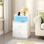 HEXCELEN Nightstand, Side Table with 2 Drawers, Nightstand with Open Compartment, Bedside Table for Bedroom, Wood-Based Nightstand, Sofa Table, for Bedroom Living Room White 421103X