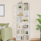 Hzuaneri 7-Tier Wooden Bookshelf, 24x60x182cm Standing Shelf for Bedroom, Living Room & Study, White