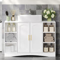 HEXCELEN Vanity Unit, Bathroom Cabinet, 30 × 90 × 61.2 cm, Vanity Unit with 2 Doors, 6 Open Shelves, Bathroom Cabinet, Adjustable Shelf, Ample Storage Space, White 506103X
