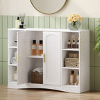 HEXCELEN Bathroom Cabinet, Storage Cabinet with 2 Doors, Side Cabinet, Kitchen Cabinet with Open Compartment, Adjustable Shelf, Bathroom Cabinet, for Bathroom, Living Room, Kitchen, White, 30 × 100 × 75 cm 507103X