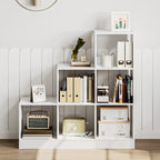 Hzuaneri Bookcase, 6 Cube Storage Unit, Cube Bookcase Storage Organiser, White Wide Wooden Book Shelf for Living Room, Home Office, Bedroom, Study, White, BC24113X