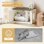 Hzuaneri Cat Litter Box Enclosure, Hidden Litter Box Furniture with Detachable Dividers, Reversible Entrance Left or Right Side, Wooden Cat House, 80 x 50 x 54 cm, Rustic Brown and White CB86614X