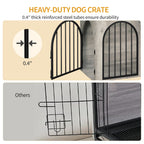 Hzuaneri Dog Cage Furniture, 100cm Dog Box for Home, 3 Doors, Arched Door, Modern Indoor Dog Crate for Dogs, Side Table, Heavy Duty Dog Cage, 100 x 60 x 63 cm, Light Ivory DFC84105B