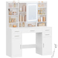 HEXCELEN dressing table with mirror, vanity, dressing table with 5 drawers, 2 drawers and 9 open compartments, hidden shelves, white,208203X