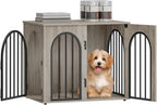 Hzuaneri 26.8" Dog Crate Furniture, Wooden Dog Kennel with Cushion, Indoor Dog Cage for Small Dogs, Decorative Pet House Side End Table, Chew-Resistant, Greige