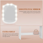 HEXCELEN Dressing Table with Oval Mirror, Vanity Table, Drawers with Open Compartments, for Bedroom and Dressing Room, 40 × 108 × 145.5 cm White,290103X