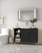 Hzuaneri Vanity Unit, Base Cabinet, Washbasin Cabinet, Bathroom Cabinet with 2 Doors, Adjustable Shelf, Ample Storage Space, Modern Style, 30 x 90 x 63 cm, Black BC09804G