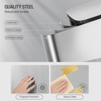 Hzuaneri 50L Kitchen Bin, Steel Pedal Bin with Soft-Close Lid, Inner Bucket, with 15 Bin Bags, Soft Close and Stay Open, Silver SW15099E