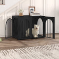 Hzuaneri Wooden Dog Crate Furniture, 31.5" Indoor Dog Kennel with Cushion, Dog Cage for Small Medium Dogs, Decorative Pet House Side End Table, Chew-Resistant, Black