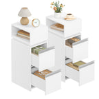 HEXCELEN Nightstand, Set of 2, Narrow with 2 Drawers and 1 Open Compartment, Bedside Table, Side Table for Bedroom and Living Room, Modern, 30 x 24 x 66.1 cm, White 320203X