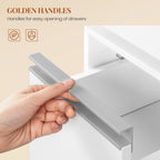 HEXCELEN Nightstand, Set of 2, Narrow with 2 Drawers and 1 Open Compartment, Bedside Table, Side Table for Bedroom and Living Room, Modern, 30 x 24 x 66.1 cm, White 320203X
