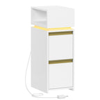 HEXCELEN Nightstand, Narrow, Side Table with 2 Drawers and 1 Open Compartment, Bedside Table for Bedroom, Side Table, for Bedroom, Living Room, Modern, White 321103X